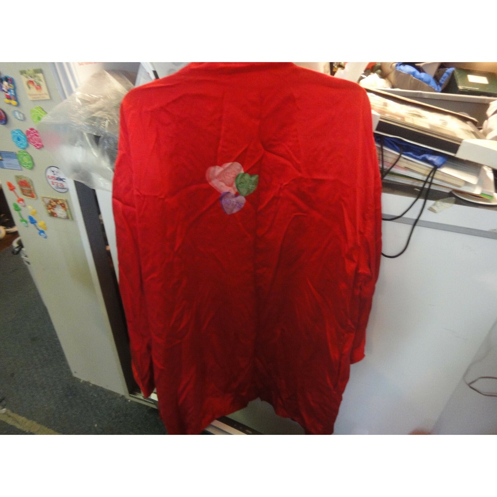 Fredericks of Hollywood Valentines red silk robe kiss me I'm sweet Hottie hearts